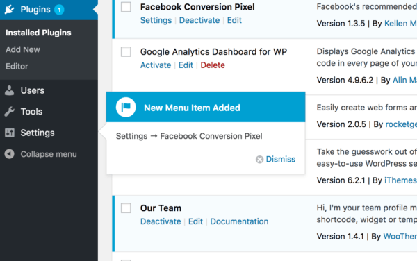 Show Plugin Menu Items on Activation for wordpress